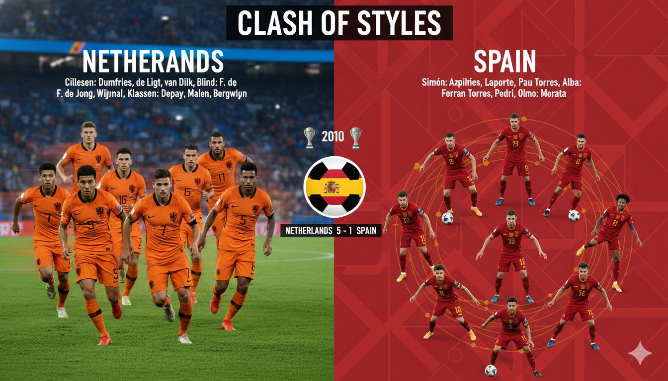 Netherlands national football team vs spain national football team lineups